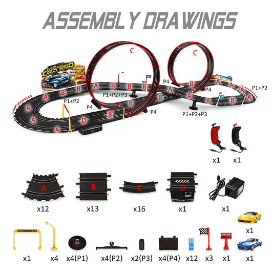 Rcovasc loop and fly-over section shows sturdy construction for durable play.