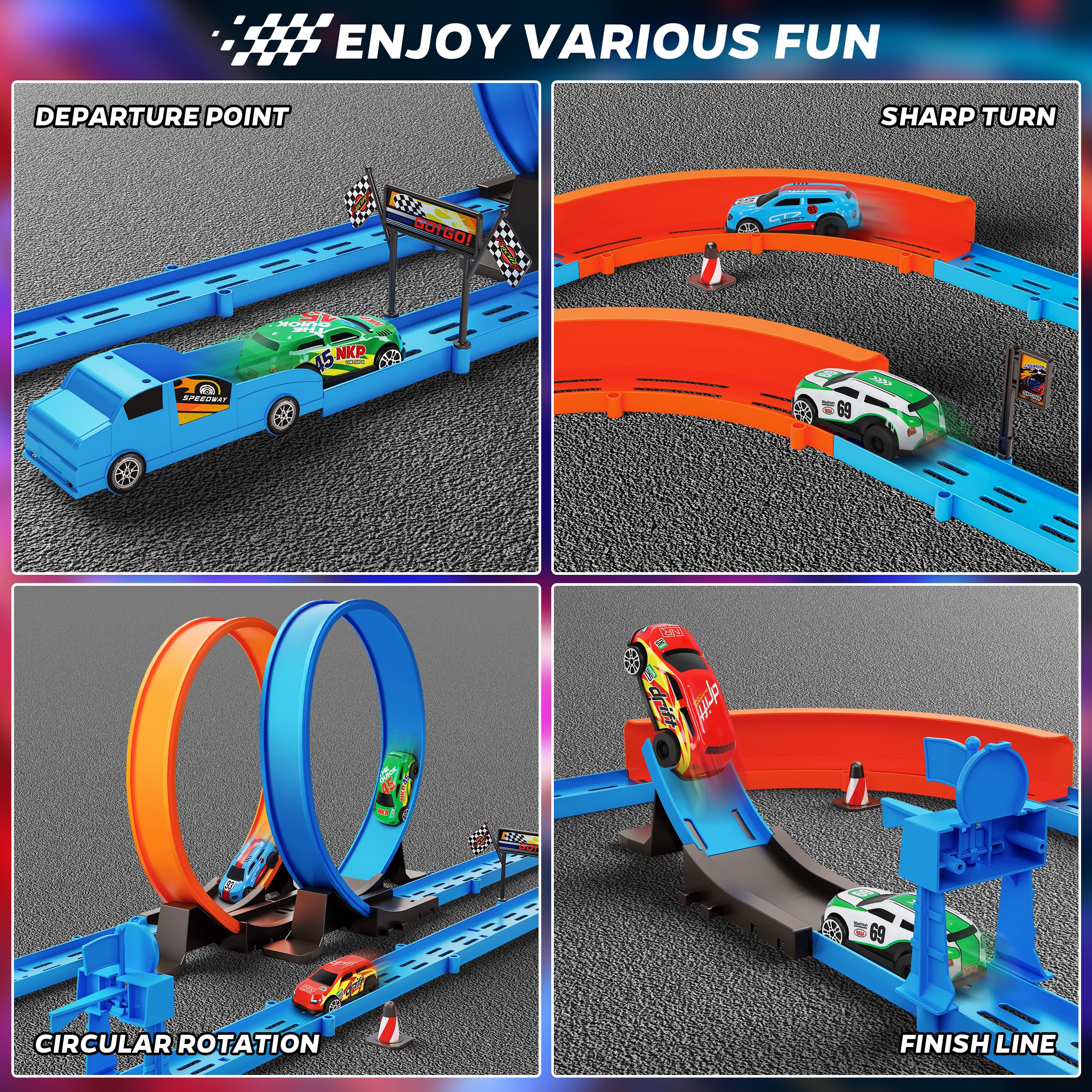 Rcovasc high-speed cars racing on track for fast fun