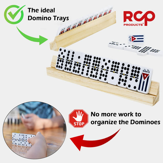 RCP PRODUCTS domino racks hold tiles securely on the game table.