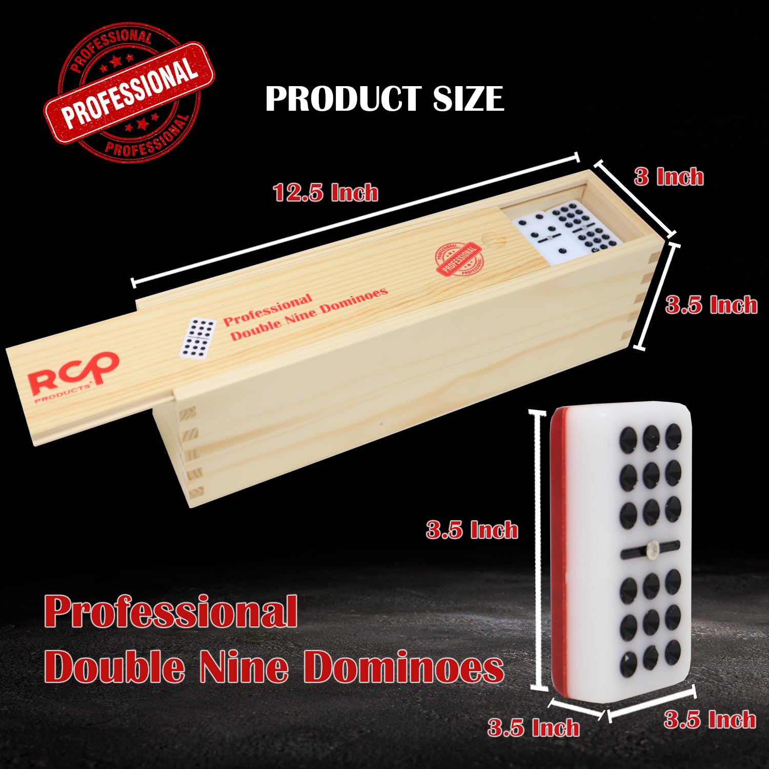 RCP PRODUCTS numbered domino tiles 0–9 for varied tile games.