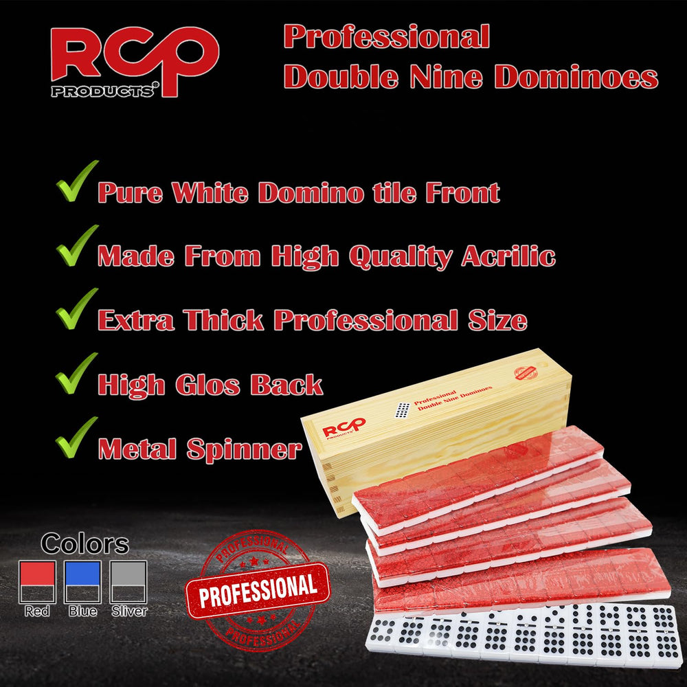 RCP PRODUCTS professional-size dominoes deliver a sturdy, tournament-like feel.