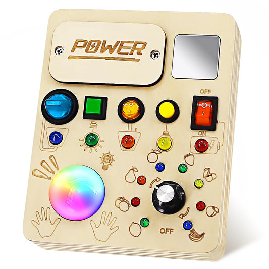 RCPLAGA Busy Board LED switch engages color-changing play