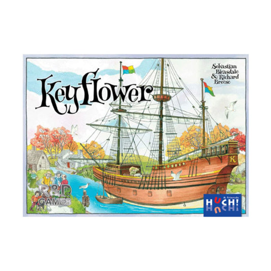 R&D Games Keyflower board with hex tiles ready for bidding and village growth.