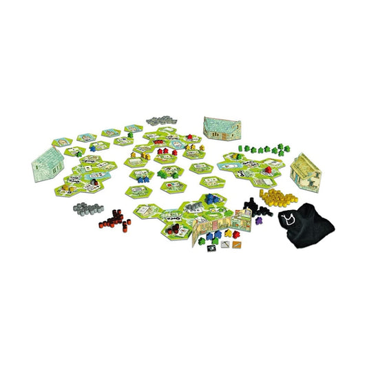 R&D Games Keyflower tiles in auction phase, showing resource and upgrade potential.