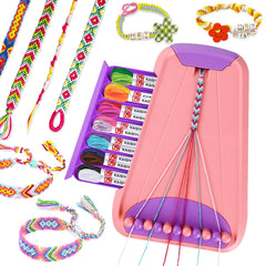 Rdfmy friendship bracelet kit with pink and purple threads for creative at-home crafting.