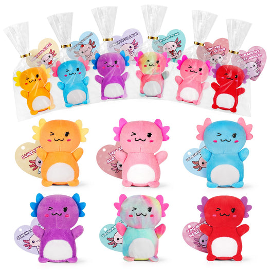 Rdogeia axolotl plush with a winking face for playful valentines
