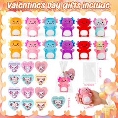 Rdogeia customizable valentines card attached to axolotl plush