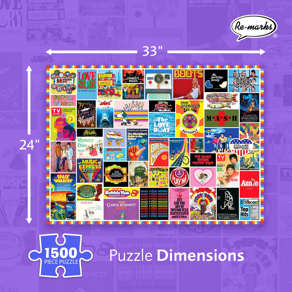 Re-Marks 1970s puzzle assembled scene forms nostalgic wall display.