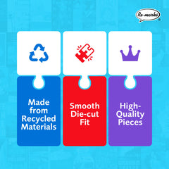 Re-Marks British Classics puzzle box and pieces illustrate durable, reusable packaging ideal for storage.