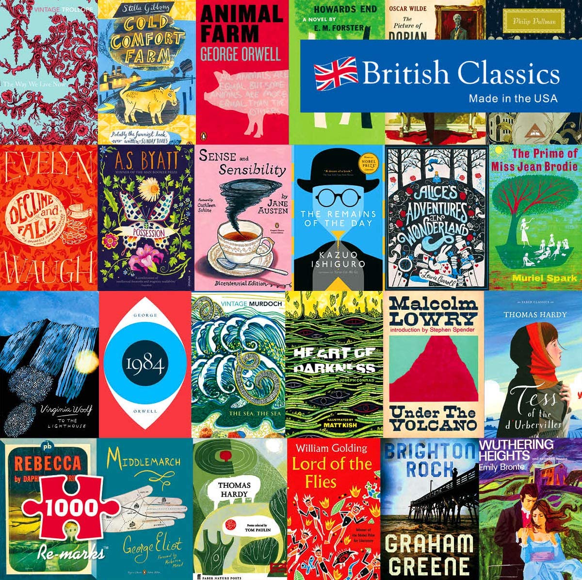 Re-Marks British Classics puzzle cover art showcases iconic titles for a stimulating family activity.