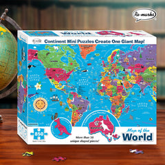 Re-Marks puzzle box keeps pieces organized for quick setup.