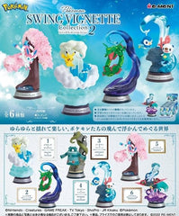 Re-Ment Pokemon Swing Vignette Collection 2 figures on display, ideal shelf decor for Pokemon fans