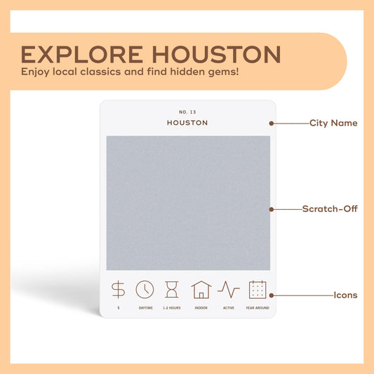 Reach International Outfitters Houston scratch-off card ready to reveal a new Houston adventure