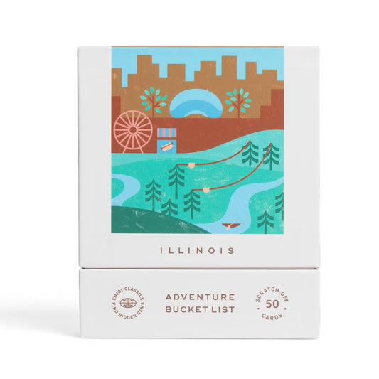 Reach International Outfitters Illinois Adventure Bucket List cover with scratch-off concept for planning trips