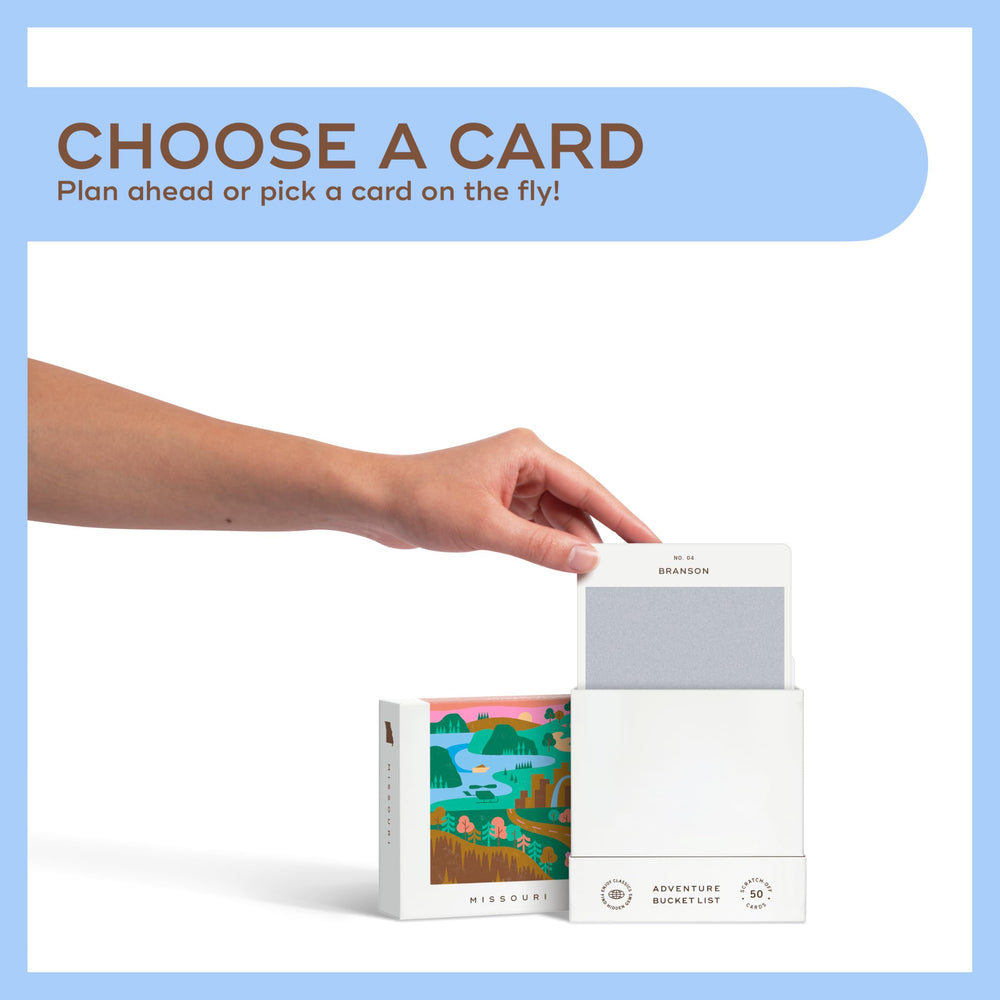 Reach International Outfitters card pack page shows state highlights for exploration and discovery.