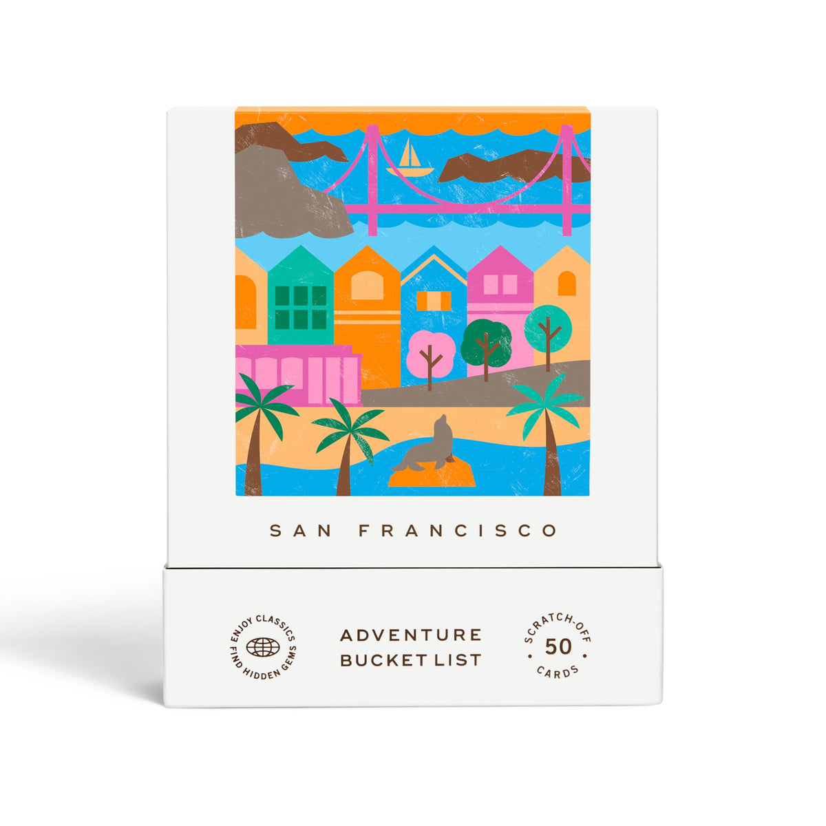 Reach International Outfitters SF bucket list cover with scratch-off adventures for planning weekend trips.
