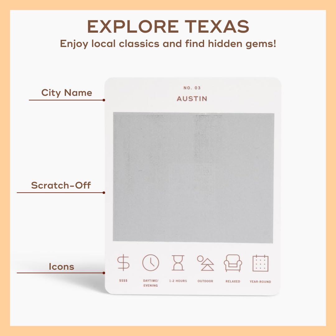 Scratch-off surface of Reach Texas Adventure Bucket List reveals new experiences.