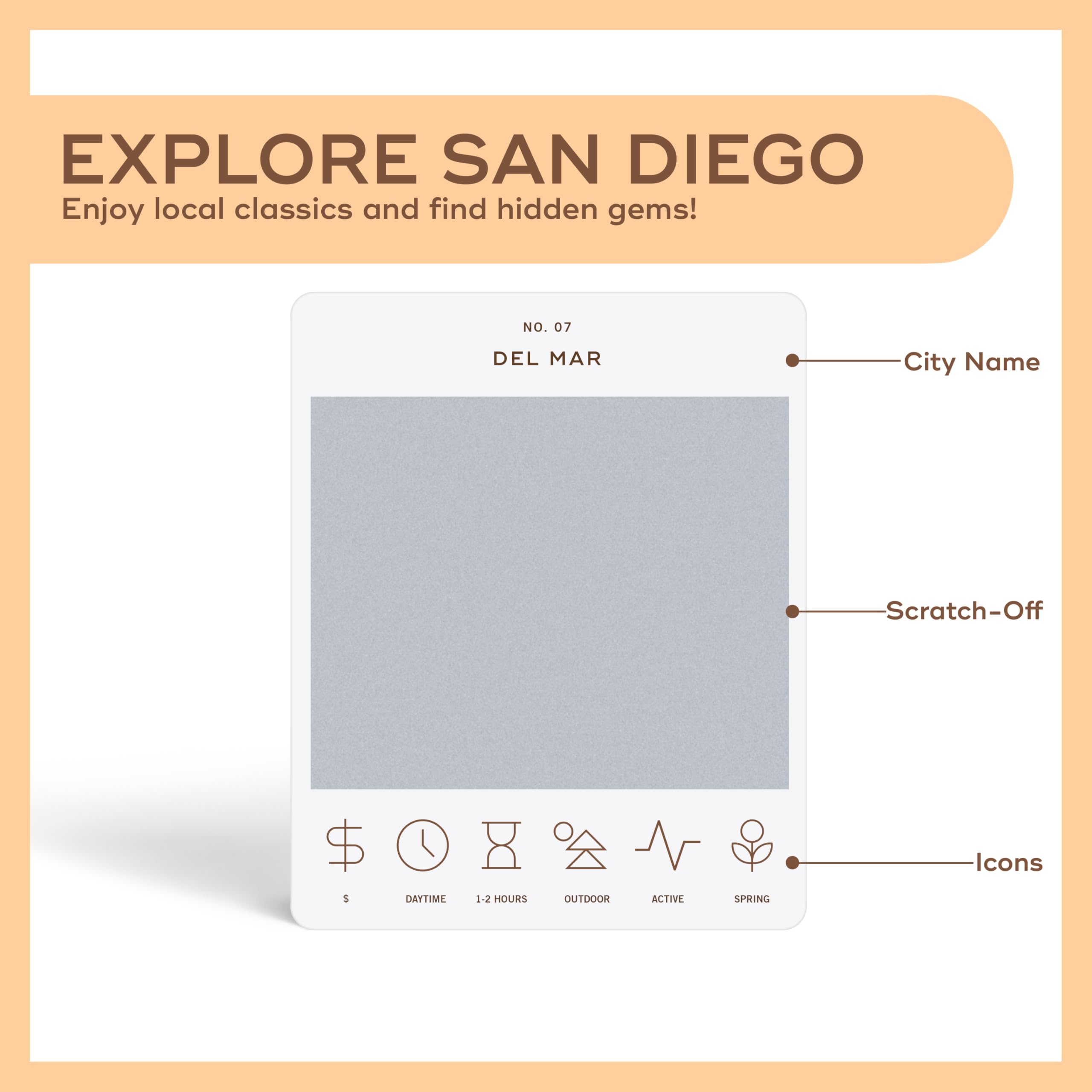 Scratch-off preview of Reach International Outfitters SD adventures, perfect for spontaneous day trips.