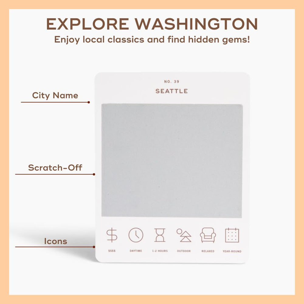 Washington adventure card showcases scenic Washington destinations for trips