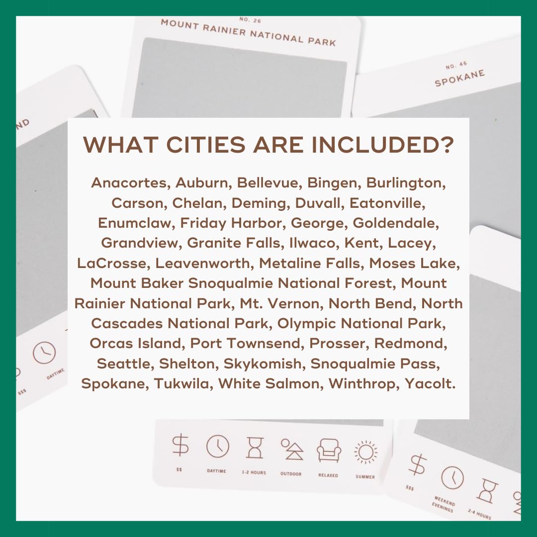 Top Washington attractions featured on Reach International Outfitters bucket list card