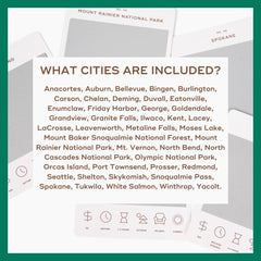 Top Washington attractions featured on Reach International Outfitters bucket list card
