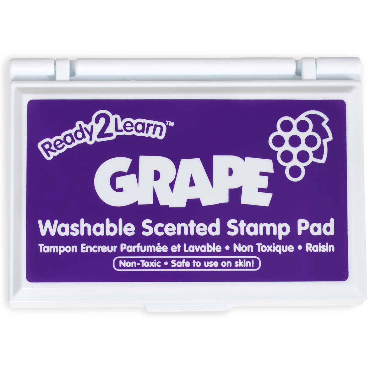 Ready 2 Learn grape stamp pad in open case for easy storage.