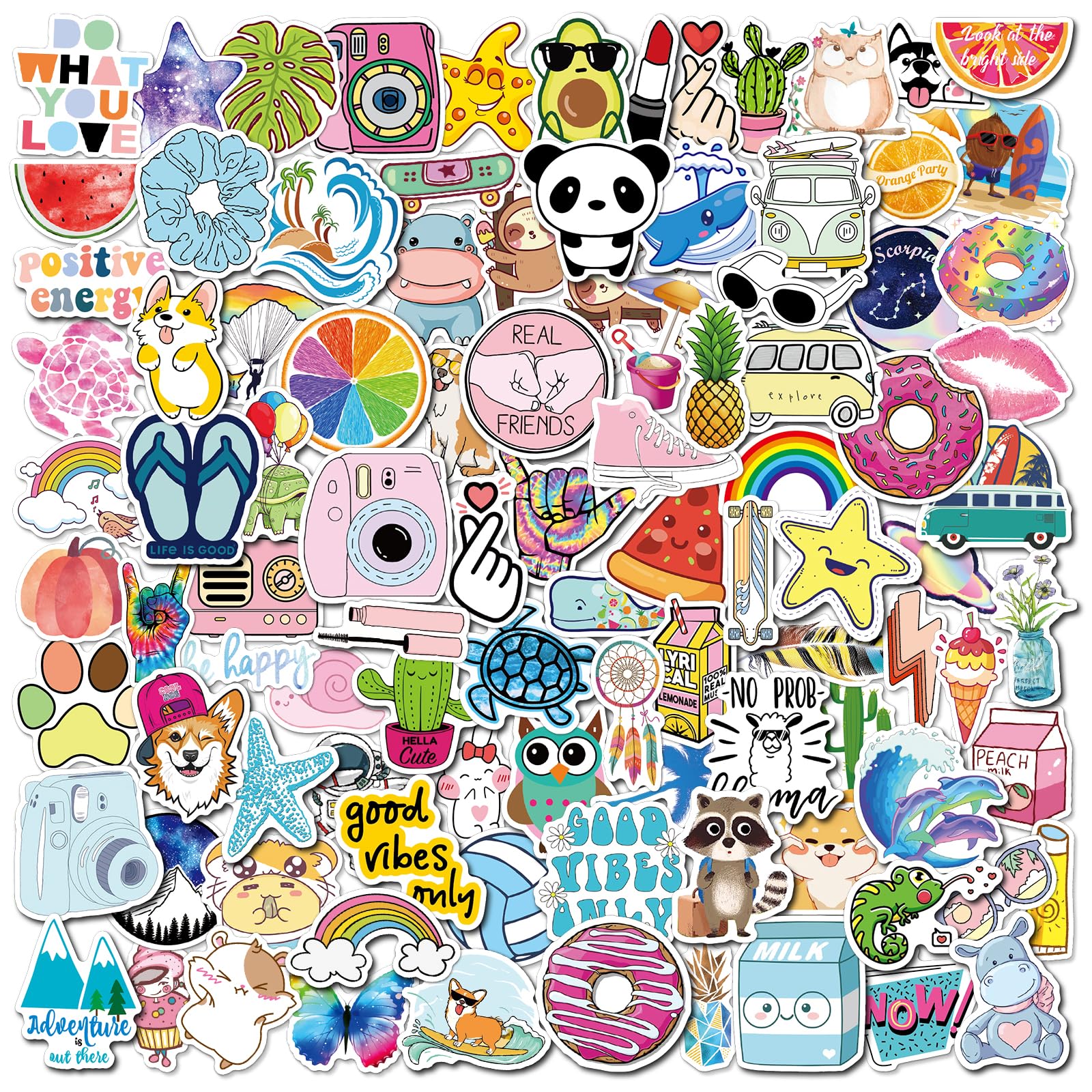 Reaeon 100 cute stickers for water bottles on durable waterproof vinyl
