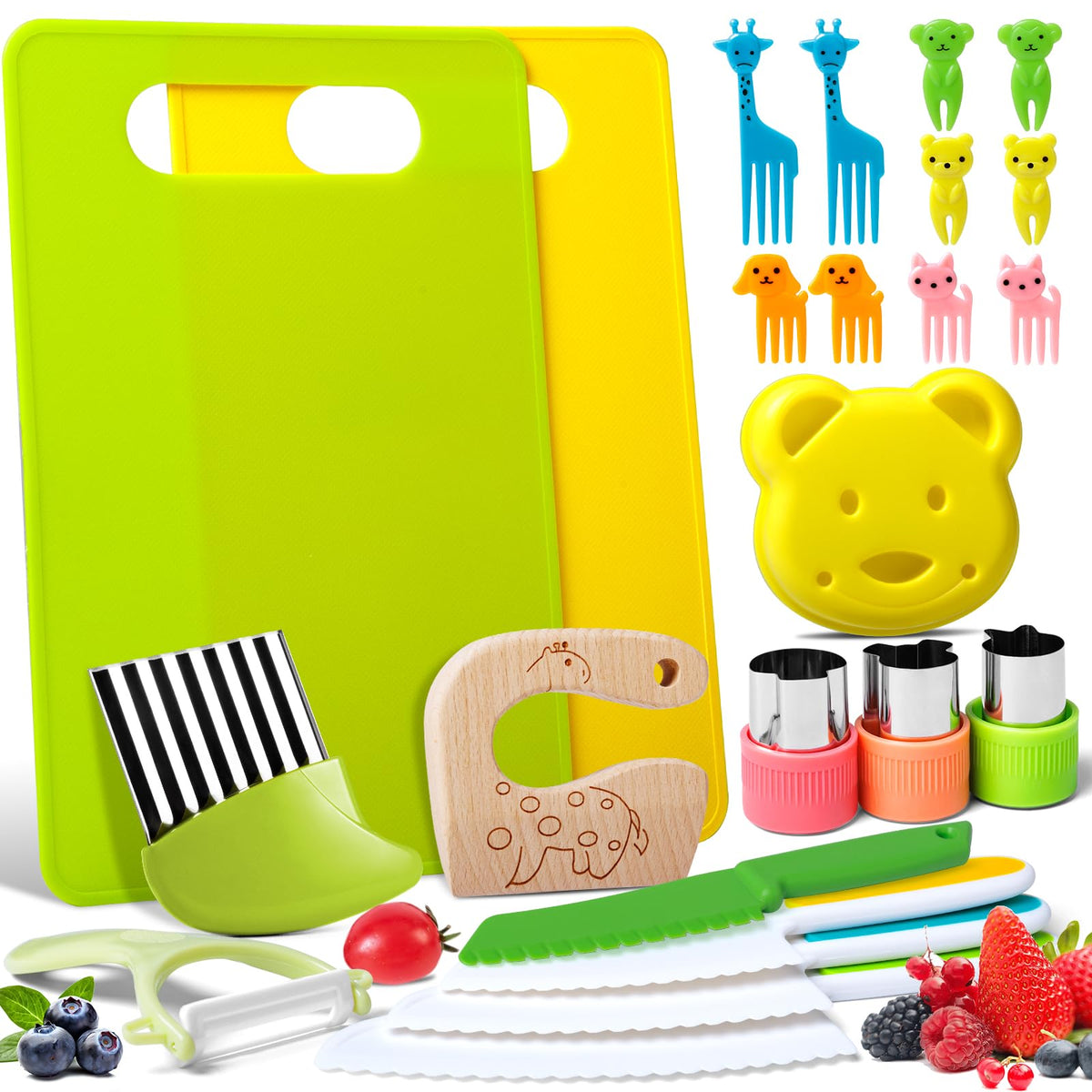 Reaeon 23pcs kids cooking set with cutting boards for safe hands-on learning