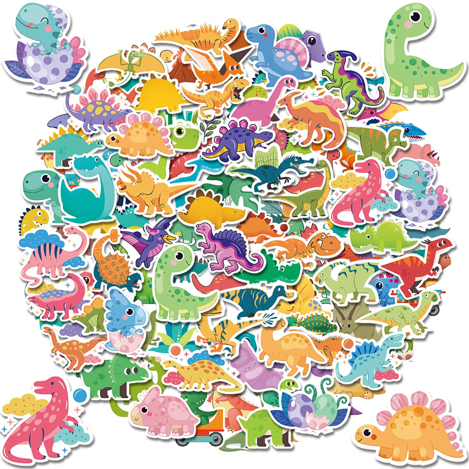 Reaeon dinosaur sticker pack 100pc for kids crafts and desk decorations.