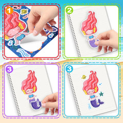 Reaeon mermaid stickers repositionable adhesive for reusable crafts