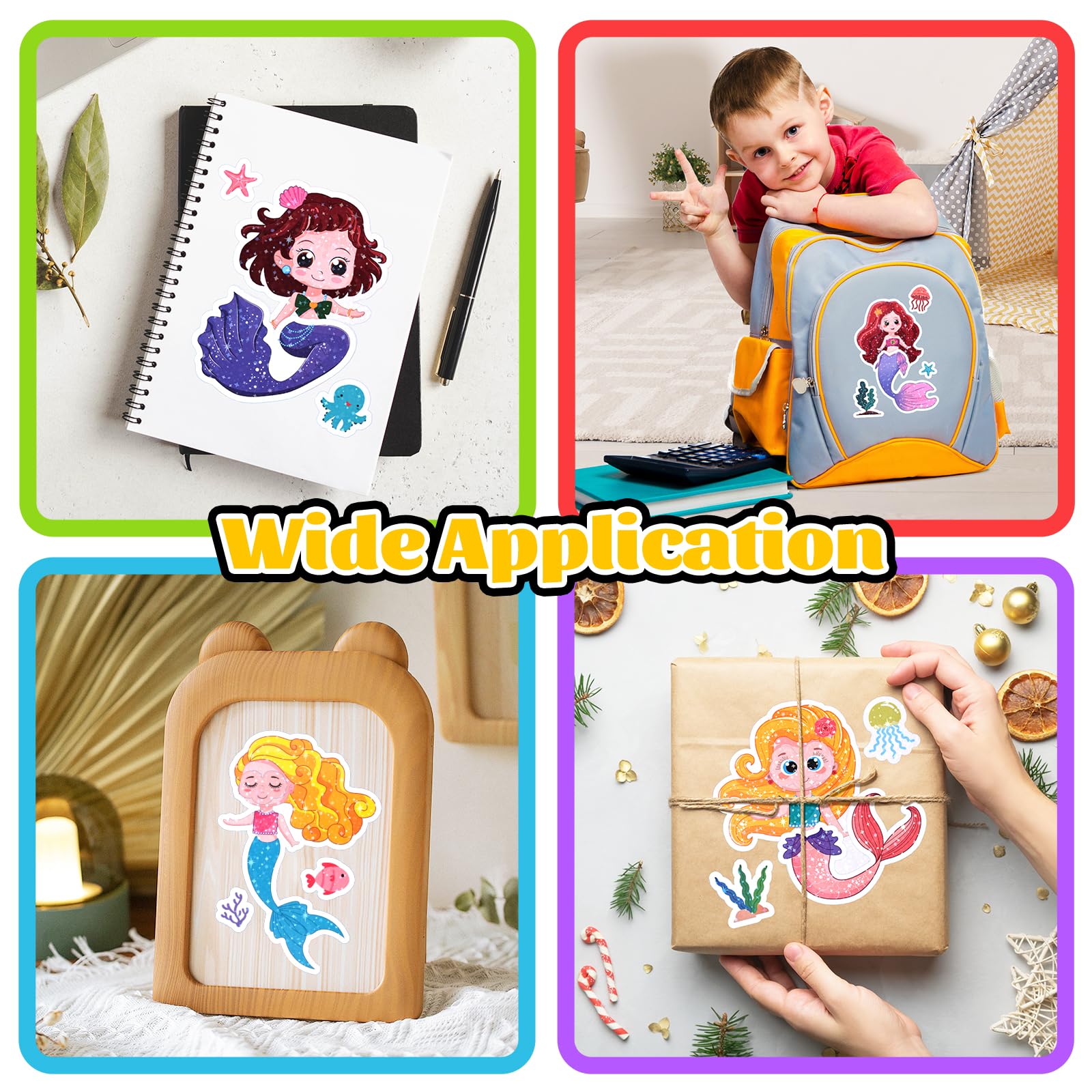 Reaeon mermaid stickers water-resistant color stays vibrant during play