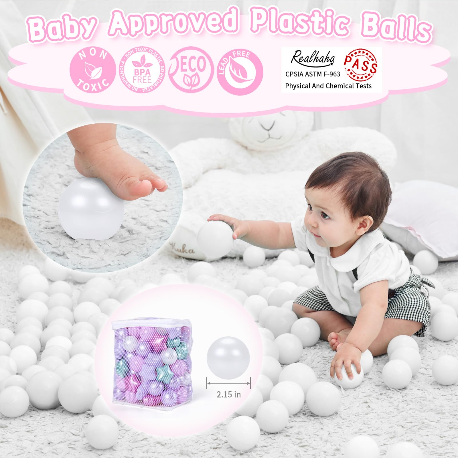Realhaha baby play pit balls purple demonstrating soft touch for little hands.