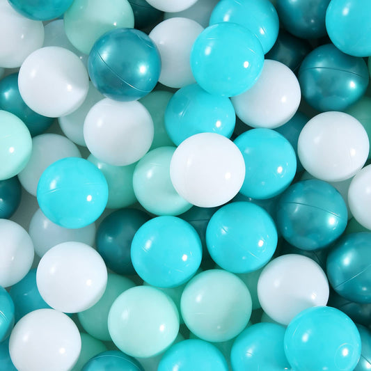 Realhaha ball pit balls 100-pack in green and white for safe, engaging play.