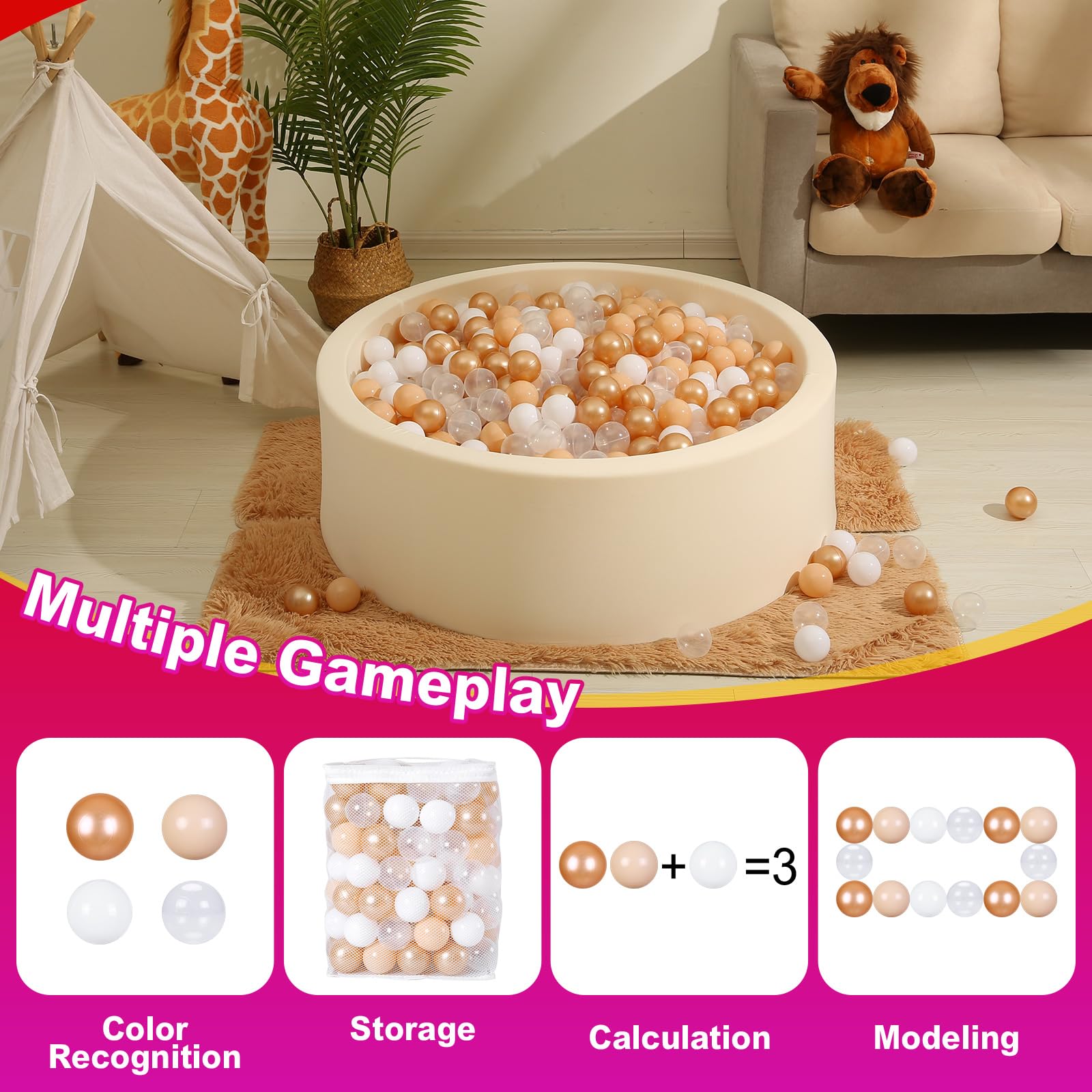 Realhaha ball pit balls 2-16 diameter ideal for safe grasping.