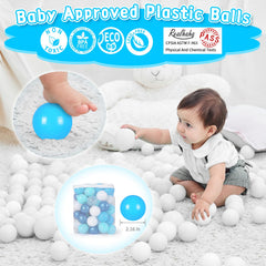 Realhaha ball pit balls in blue offer vibrant color stacking and grasping fun for kids.