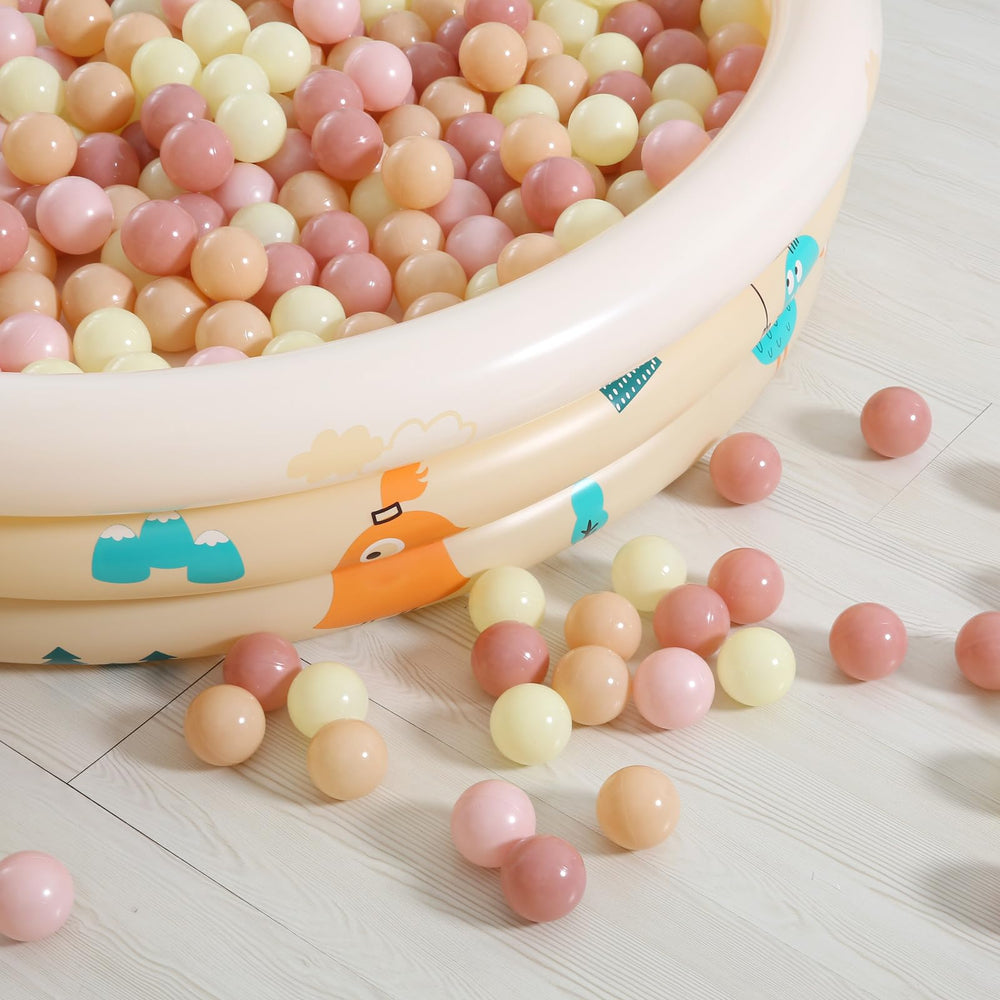 Close-up of Realhaha ball pit balls showing smooth edges for gentle handling.
