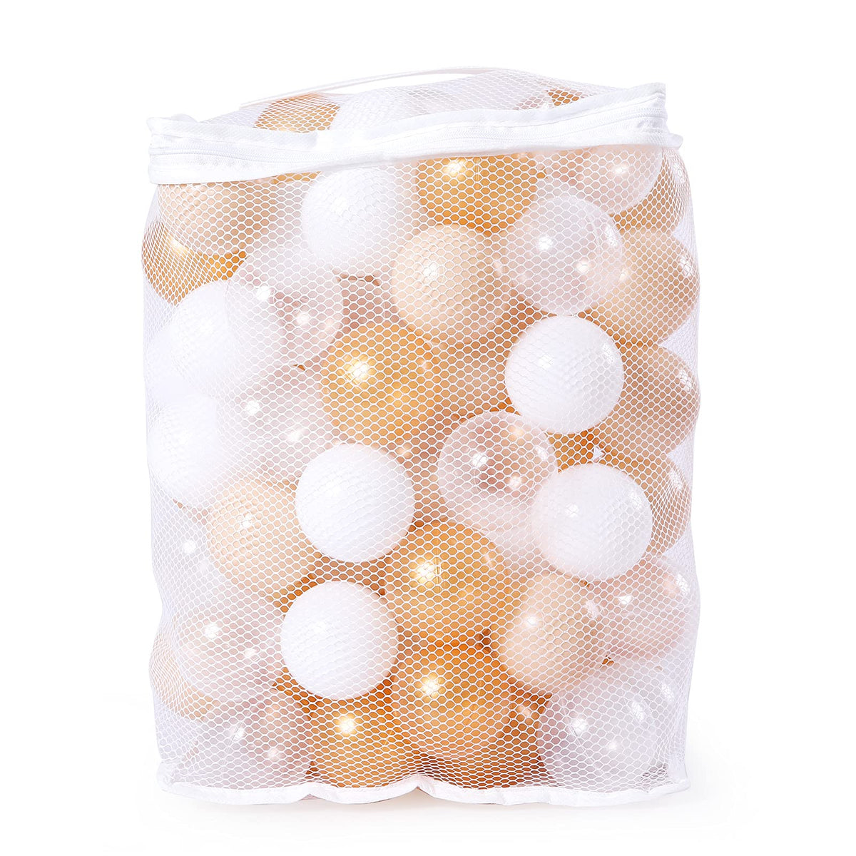 Realhaha ball pit balls in gold milktea white tones for safe baby play and decor.