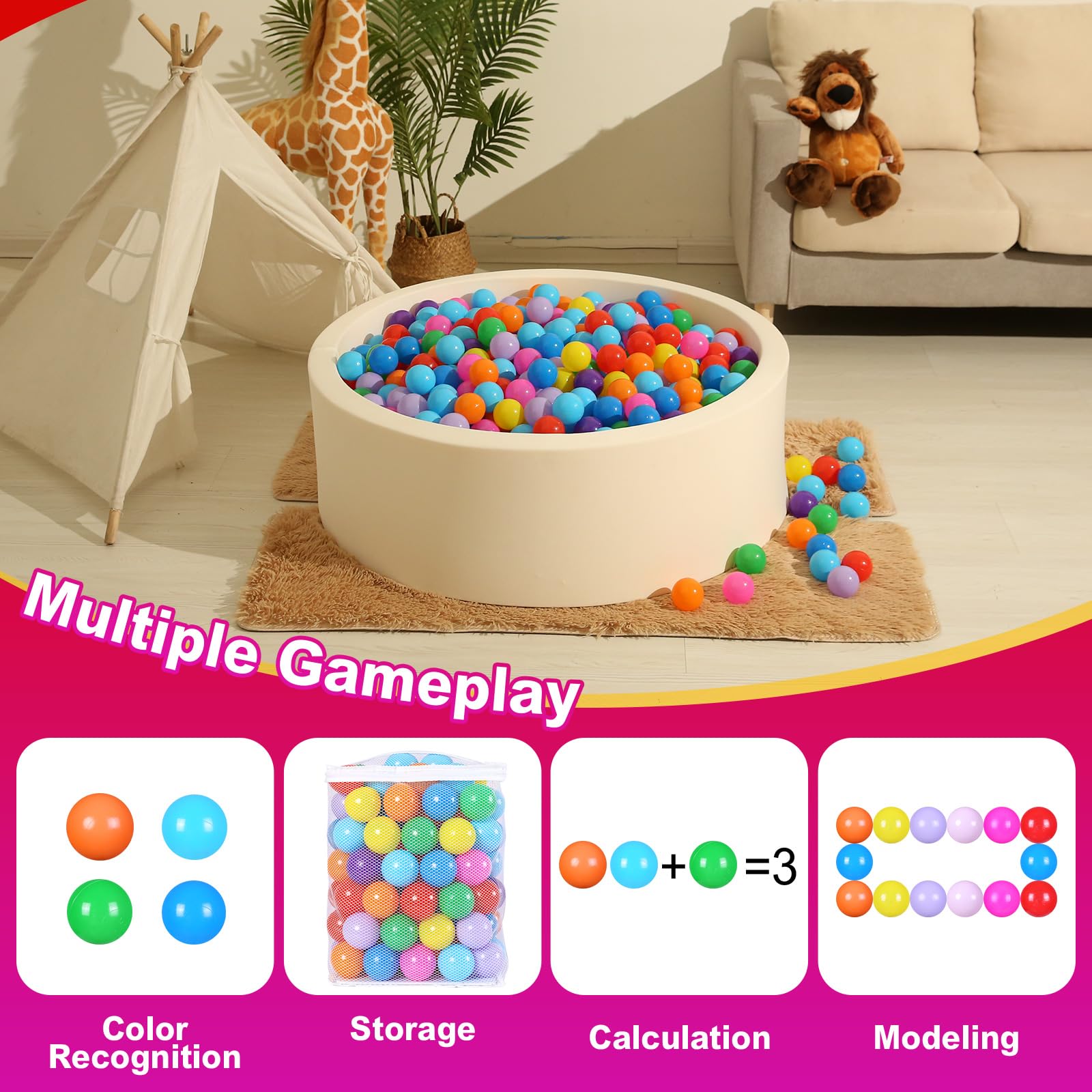 Realhaha ball pit balls purple, ideal for color-learning play sessions