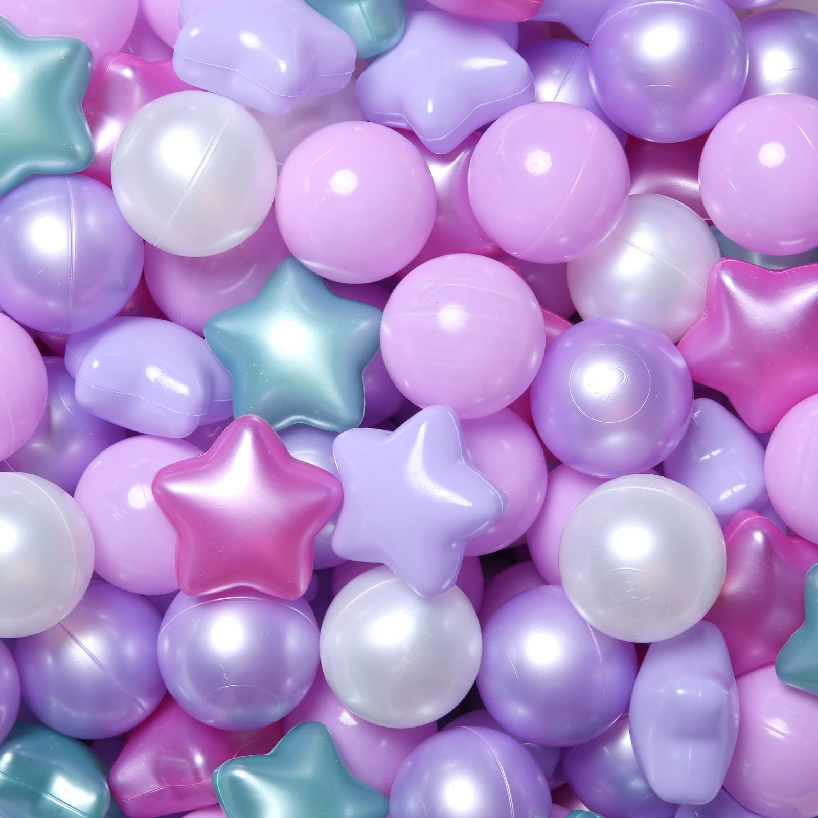 Realhaha star purple ball pit balls close-up showing safe, smooth edges for babies.