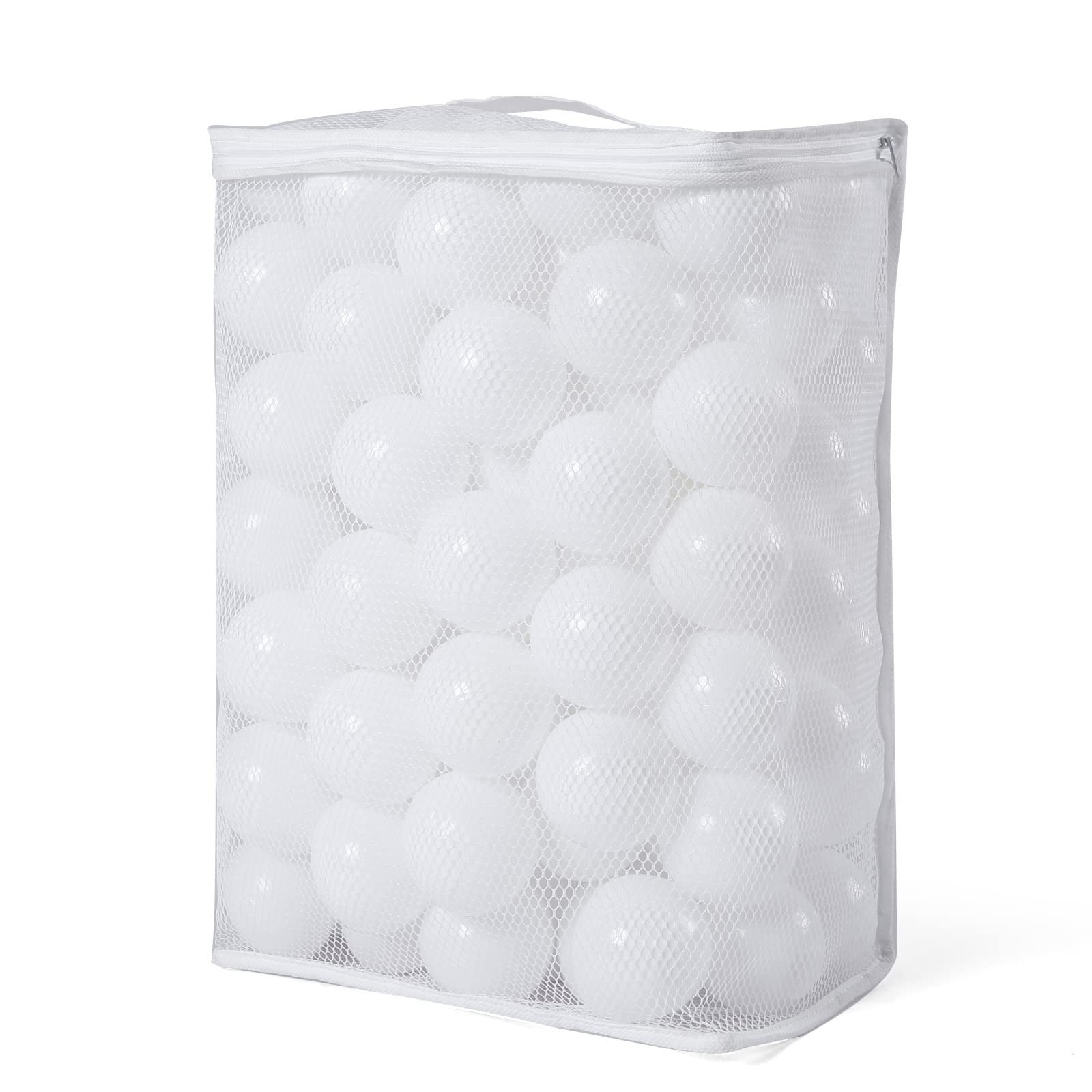 Realhaha white ball pit balls neatly stacked for quick setup in a play area