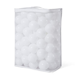 Realhaha white ball pit balls neatly stacked for quick setup in a play area