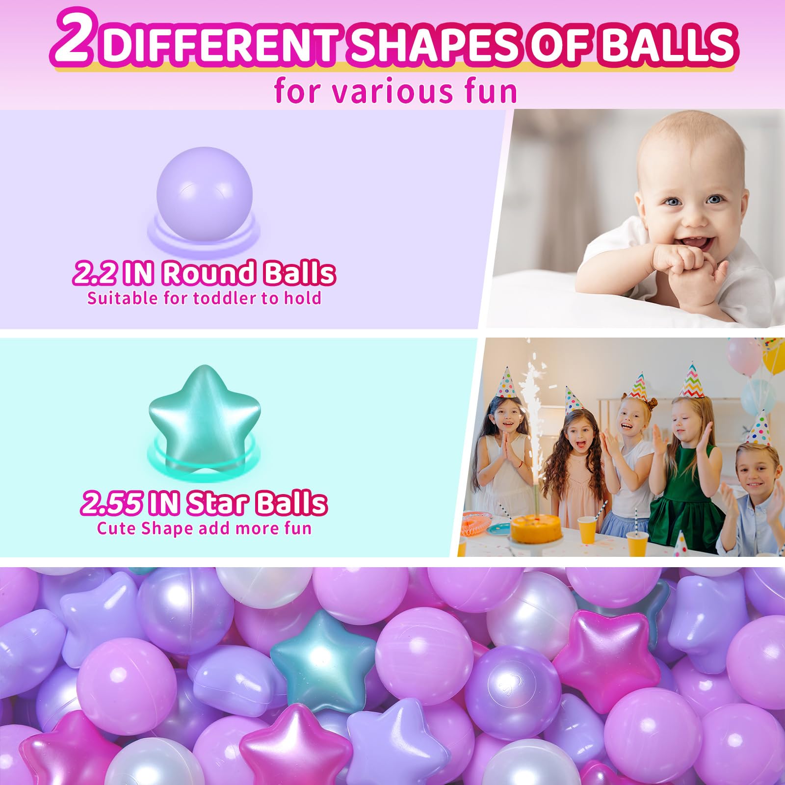 Realhaha puppy playballs purple shot emphasizing durable, crush-proof construction.