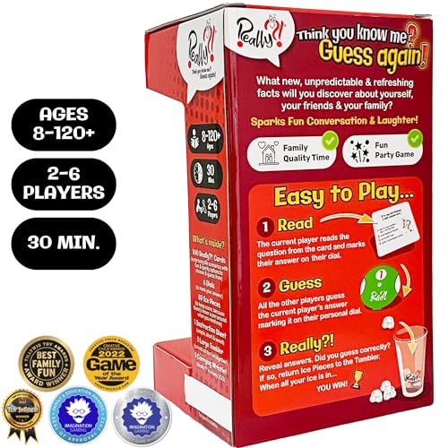 Really?! game dials and answer cards arranged for gameplay