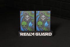 Realm Guard green variant sleeve with glossy front for easy card visibility.