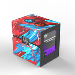Realm Guard deck box blue-red front view shows ample sleeved card capacity.