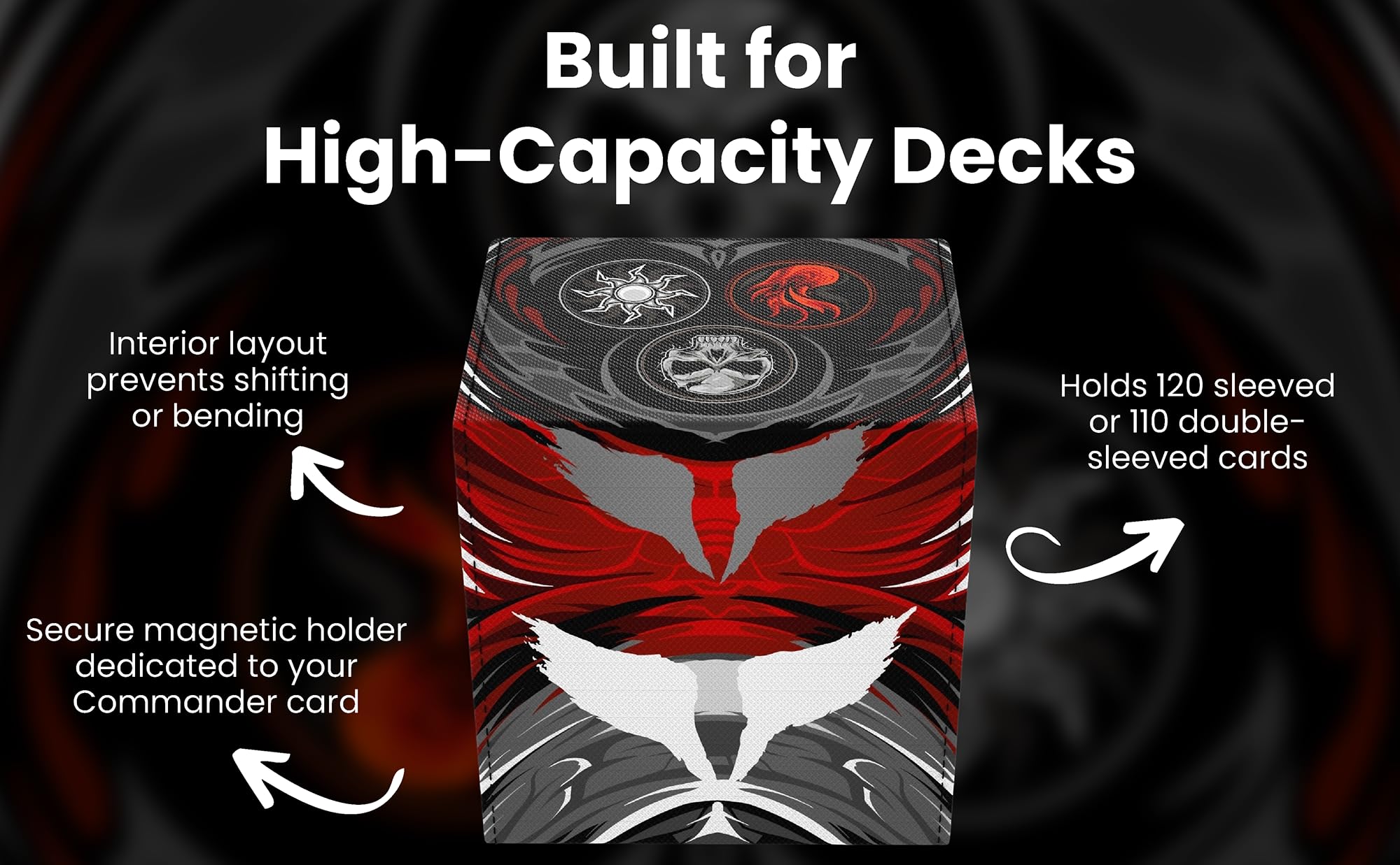 Realm Guard deck box soft microfiber interior cushions cards during transport.