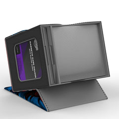 Realm Guard magnetic holder secures commander cards during transport.