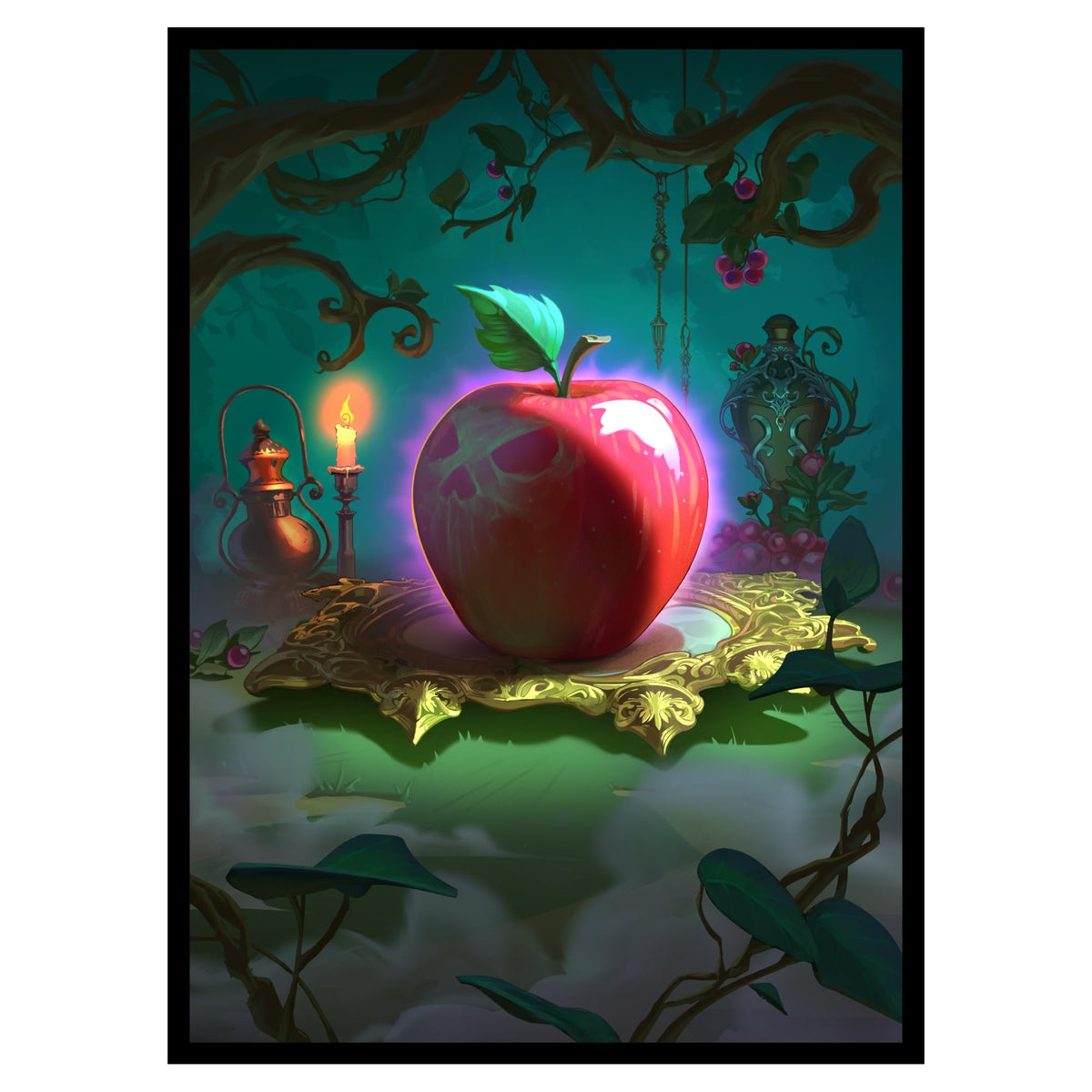 Realm Guard Poison Apple sleeves front view with textured matte back for smooth shuffling