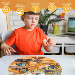 REALRINDO construction site puzzle showing bulldozer to encourage problem-solving during play
