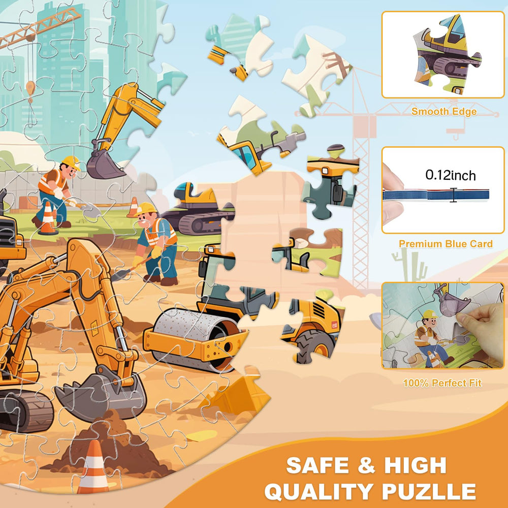 REALRINDO construction site puzzle featuring dump truck to support fine motor practice